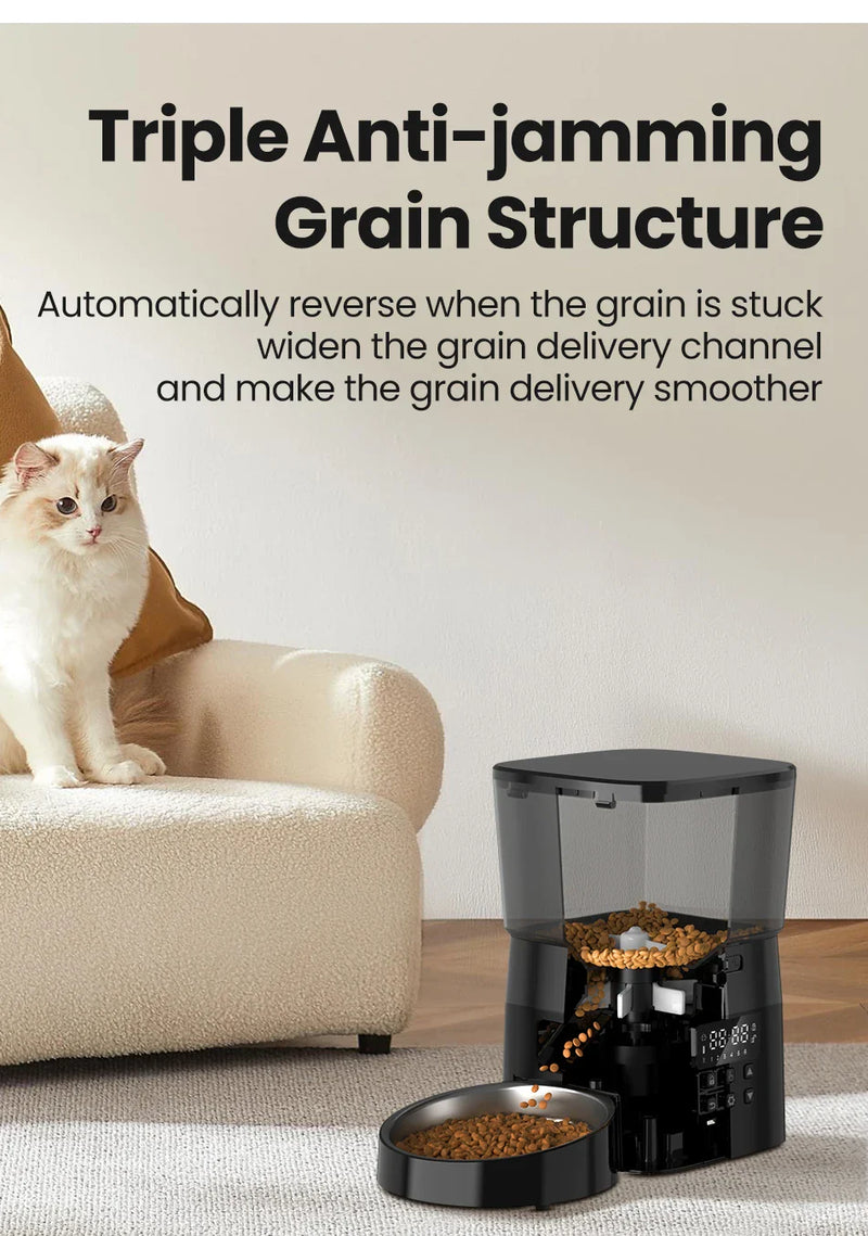 Dispensador automático de ração para gatos e cães, com controle inteligente ROJECO