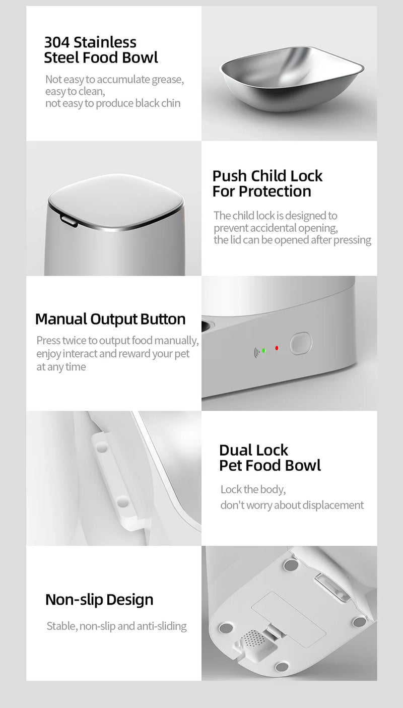 Alimentador inteligente para gatos e cães, com Wi-Fi e controle remoto ROJECO