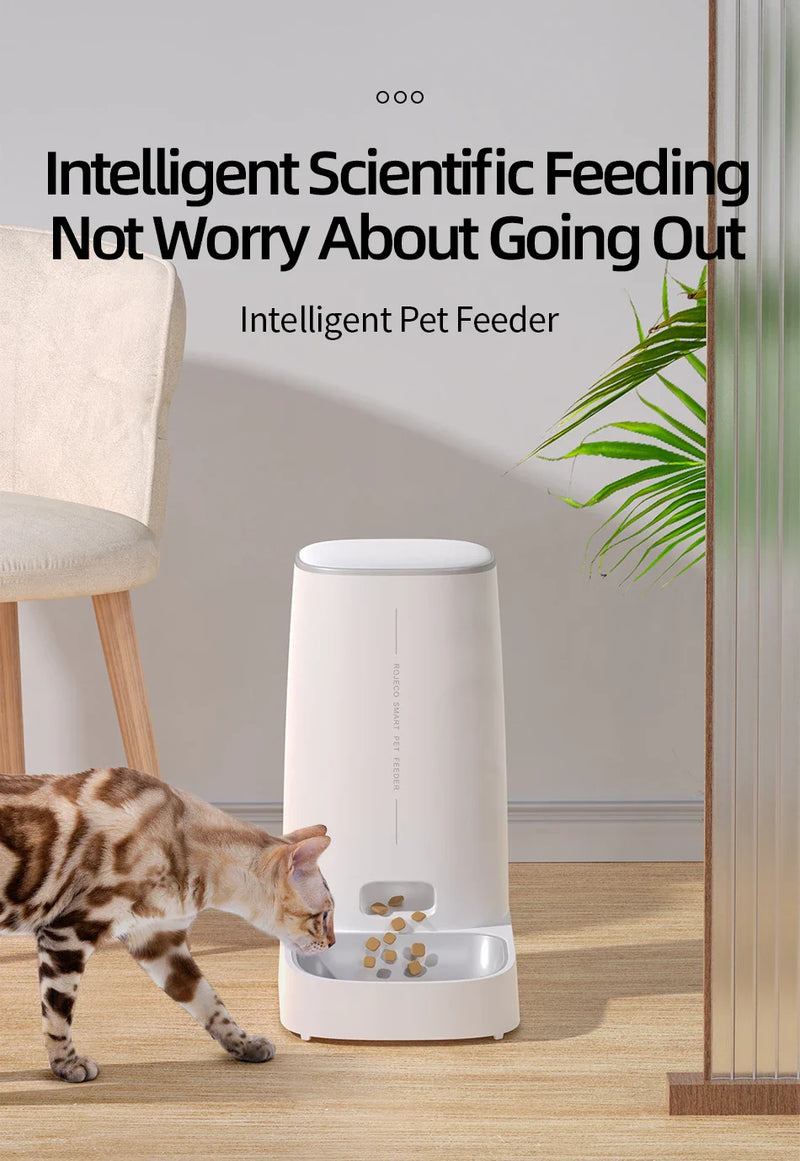 Alimentador inteligente para gatos e cães, com Wi-Fi e controle remoto ROJECO