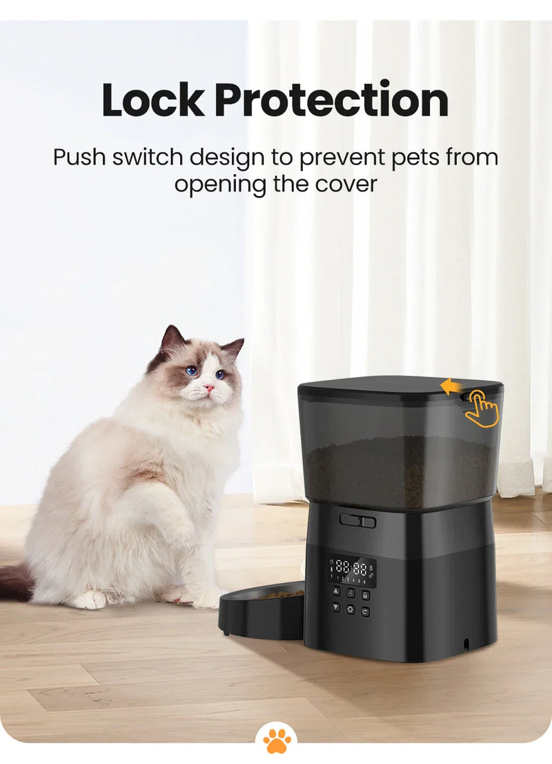 Dispensador automático de ração para gatos e cães, com controle inteligente ROJECO