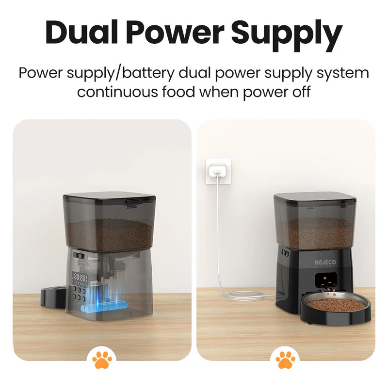 Dispensador automático de ração para gatos e cães, com controle inteligente ROJECO